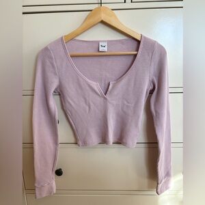 Aritzia TNA Lavender Long Sleeve Crop Top